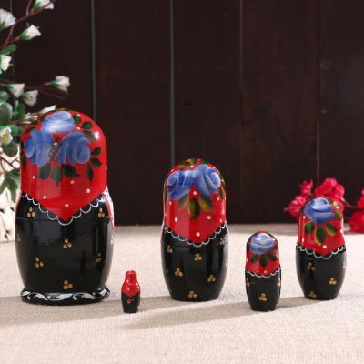 Матрёшка «Самовар», красный платок, 5 кукольная, 17 см