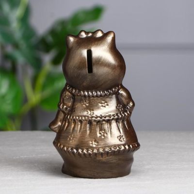 Копилка "Кошка дама", бронзовый цвет, 17 см