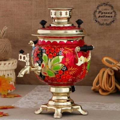 Самовар «Рябина», овал, 3 л, электрический