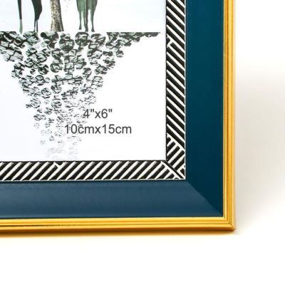 Фоторамка пластик 10х15 см "Синяя с синими черточками на белом" 19,7х14,7х1,5 см