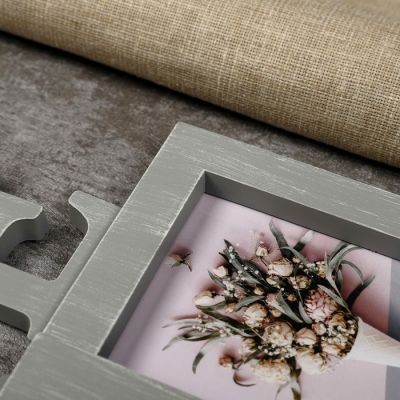 Фоторамка пластик на 5 фото 9х11, 10х10, 10х15см "Дом" серая, магнит.доска 15х20 38х45,5см