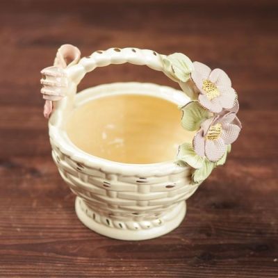 Конфетница "Корзинка с ручкой", керамика, 16 см, микс