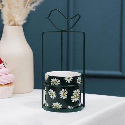 Конфетница «Ромашки», 9×9×21 см, цвет подставки зелёный