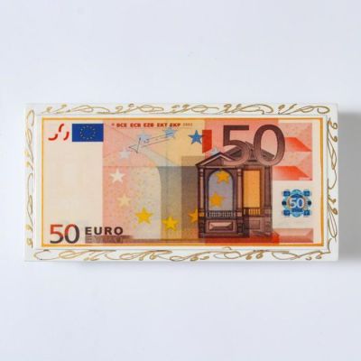 Шкатулка - купюрница «50 евро», белая, 8,5×17 см, лаковая миниатюра