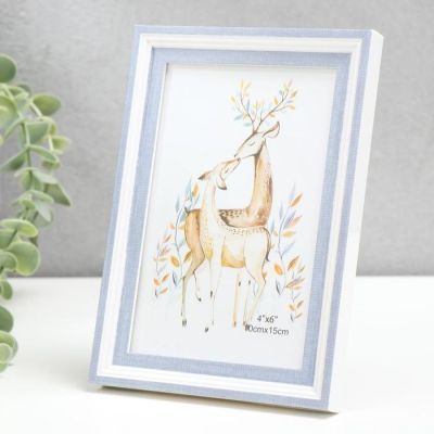 Фоторамка пластик 10х15 см "Белая с сиренью" 17,5х12,5 см