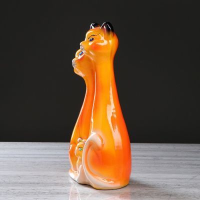 Копилка "Семья котов", глянец, оранжевый, 36 см