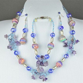 Авторский комплект Хрусталь, аметист "Игра цвета" арт.ВАС-1104