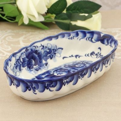 Салатник «Волна», 9×24×5 см, гжель