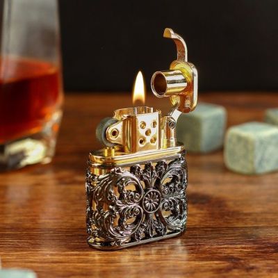 Зажигалка бензиновая «Классическая» с  ажурным объёмным узором, 1.5х4.5х5 см
