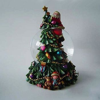 Фигурка декоративная в стеклянном шаре с музыкой "Ёлка" № 60 (27 см)