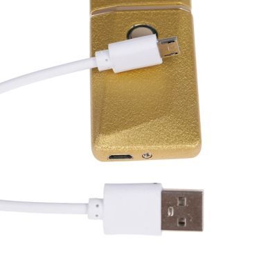 Зажигалка электронная, USB, спираль, золотая, 7.5х12 см