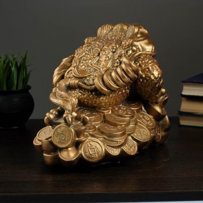 Копилка "Лягушка на монетах" большая 25х35см