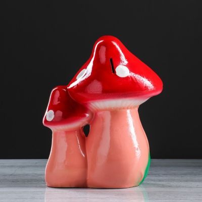 Копилка "Мухомор", глянец, красный цвет, 24 см