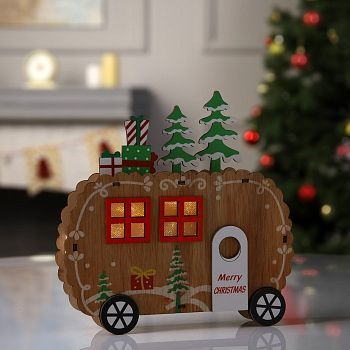 Светодиодная фигура «Фургончик» 19 × 17 × 3.5 см, дерево, батарейки CR2032, свечение тёплое белое