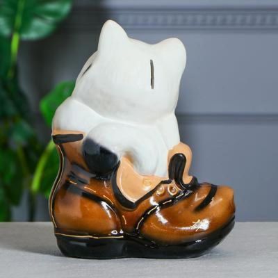 Копилка "Кот в ботинке", покрытие глазурь, разноцветная, 28 см, микс