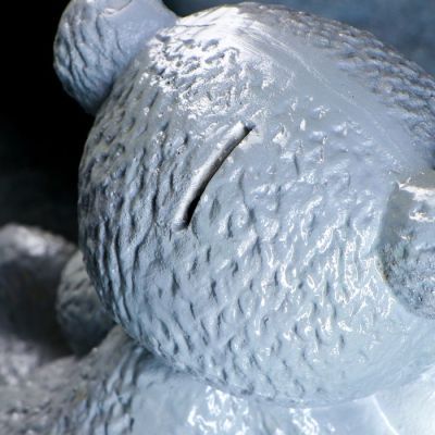 Копилка "Медведица с подушкой" серая 24см