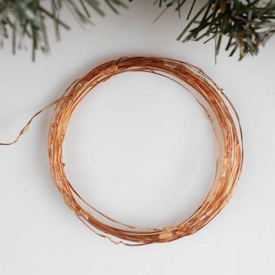 Гирлянда «Нить» 5 м роса, IP20, медная нить, 50 LED, свечение мульти, 2 режима, AAх3