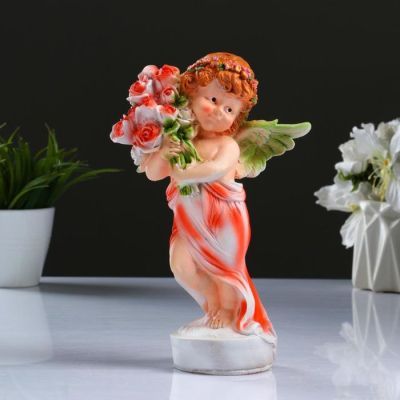 Фигура "Девочка ангелочек с цветами" 12х9,5х24см