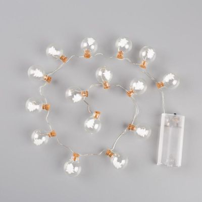 Гирлянда «Нить» 1.6 м с насадками «Шарики с ёлочкой», IP20, прозрачная нить, 15 LED, свечение мульти, ААх2