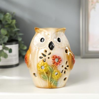 Подсвечник керамика "Совушки с цветами" набор 2 шт 14х11х7, 15,5х11,5х7,5 см
