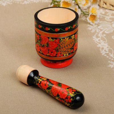 Набор «Ступка с пестиком», хохлома