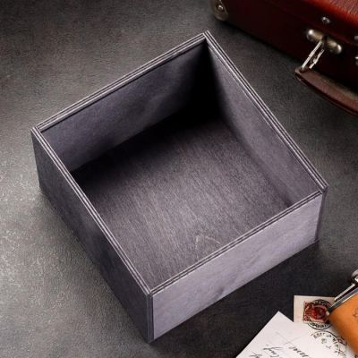 Ящик деревянный "С днем защитника отечества" 20х20х10 см черный