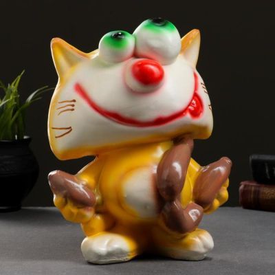 Копилка "Кот с сосикой" жёлтый, 24х19х13см