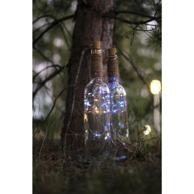 Гирлянда «Нить» 2 м роса с пробкой, IP20, серебристая нить, 20 LED, свечение белое, LR44х3