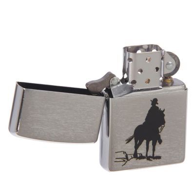 Зажигалка ZIPPO 200 Bronco Cowboy с покрытием Brushed Chrome