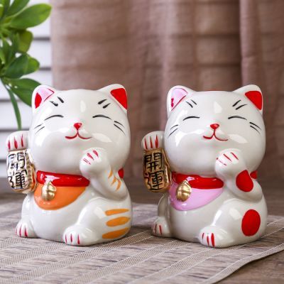 Копилка керамика "Манэки-нэко - иероглиф удача" МИКС 10х8,3х7,2 см