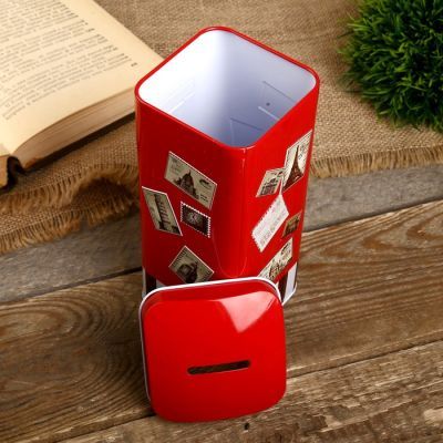 Копилка металл "Почтовые марки" 16х7х7 см