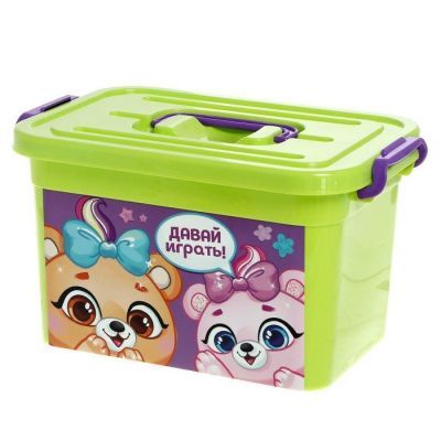 Ящик для игрушек «Давай играть», с крышкой и ручками, 6.5 л