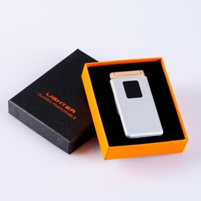 Зажигалка электронная в подарочной коробке, USB, дуговая, с индикатором заряда 3.5х7.2 см