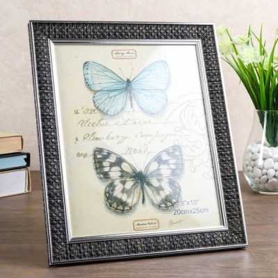 Фоторамка пластик 20х25 см "Ромбы" с серебристым обрамлением 30х25 см