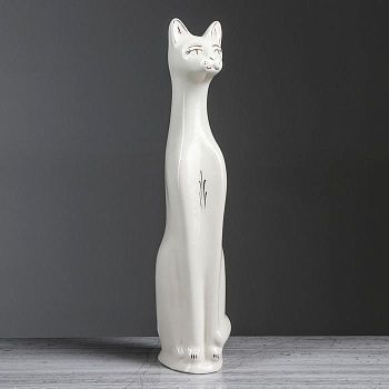Копилка "Кот", глазурь, белая, 48 см