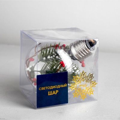 Ёлочный шар «Ветка ели», батарейки, 1 LED, свечение тёплое белое