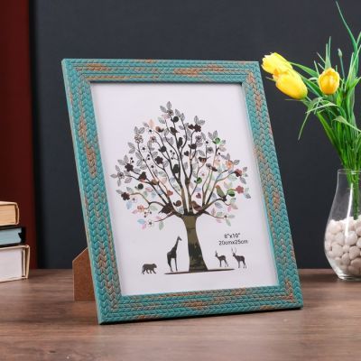 Фоторамка пластик 20х25 см "Пшеница" синяя с золотом 29х24 см