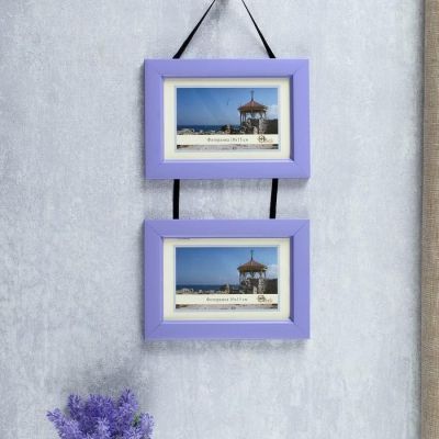 Фоторамка "Двойная с тесьмой", сирень, 10х15 см