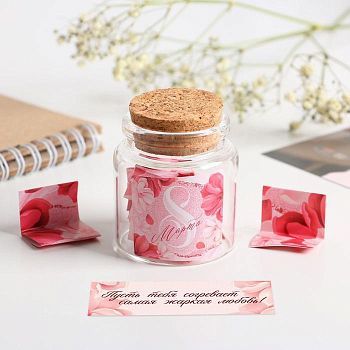 Баночка с пожеланиями «8 марта», 5,3 х 5,3 х 6 см