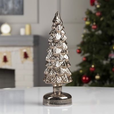 Светодиодная фигура «Золотистая ёлка» 9 × 29 × 9 см, стекло, батарейки АААх3 (не в комплекте), свечение тёплое белое