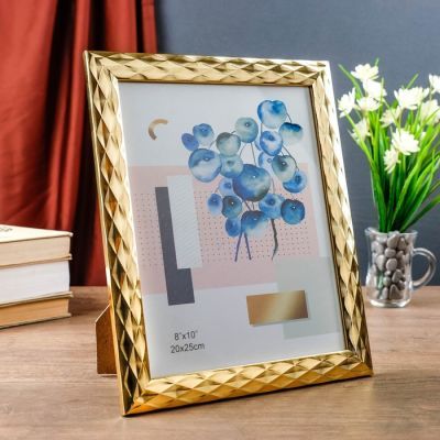 Фоторамка пластик 20х25 см "3D ромбы на золоте" 29х24х1 см