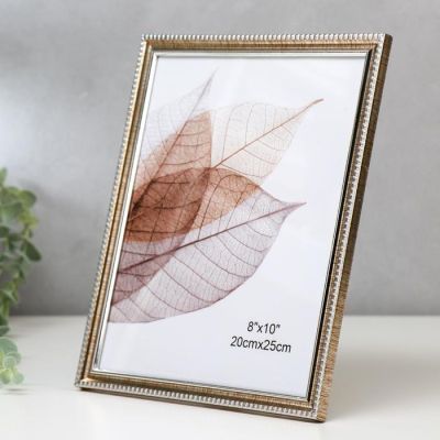 Фоторамка пластик 20х25 см "Золотая зебра с серебряной рамкой" 27,5х22,5 см