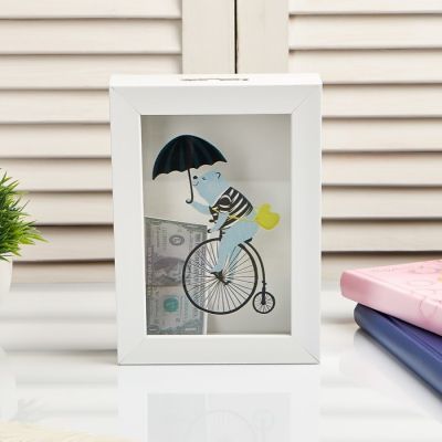 Копилка интерьерная пластик "Мишка на велосипеде" 17х12х3,8 см