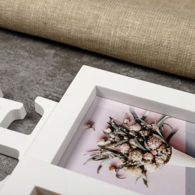 Фоторамка пластик на 5 фото 9х11, 10х10, 10х15 см "Дом" белая, пробка 15х20 38х45,5 см