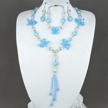 Авторские бусы Муранское стекло, хрусталь "Зазеркалье" арт.ВАС-1078