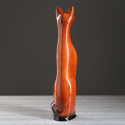 Копилка "Кот", глазурь, коричневая, 48 см