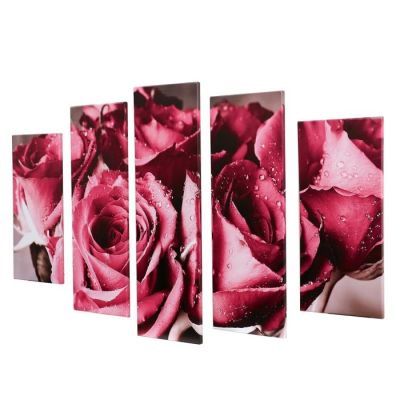 Модульная картина "Букет из роз" (2-23х52; 2-24х70; 1-24х80) 120х80см