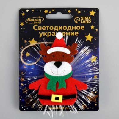 Световая подвеска «Олень» 10 см, батарейки LR44х3, свечение мульти