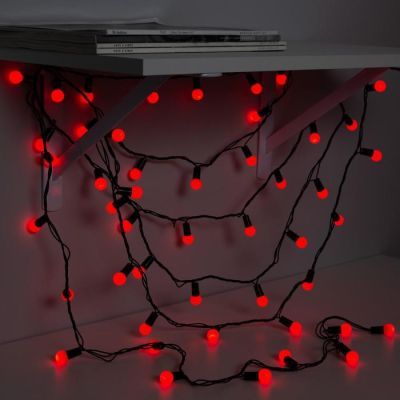 Гирлянда «Нить» 20 м с насадками «Шарики 1.5 см», IP44, тёмная нить, 200 LED, свечение красное, 8 режимов, 220 В
