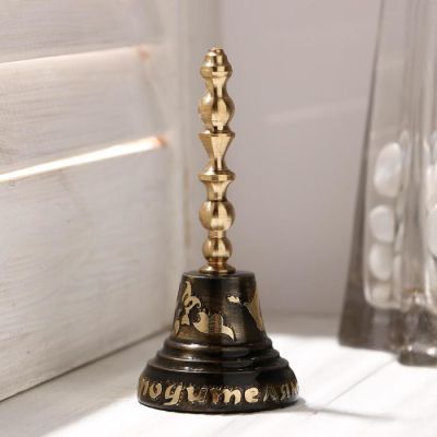 Колокольчик Валдайский "Позвонок №3. Позвоните родителям", гравированный, с длинной ручкой,